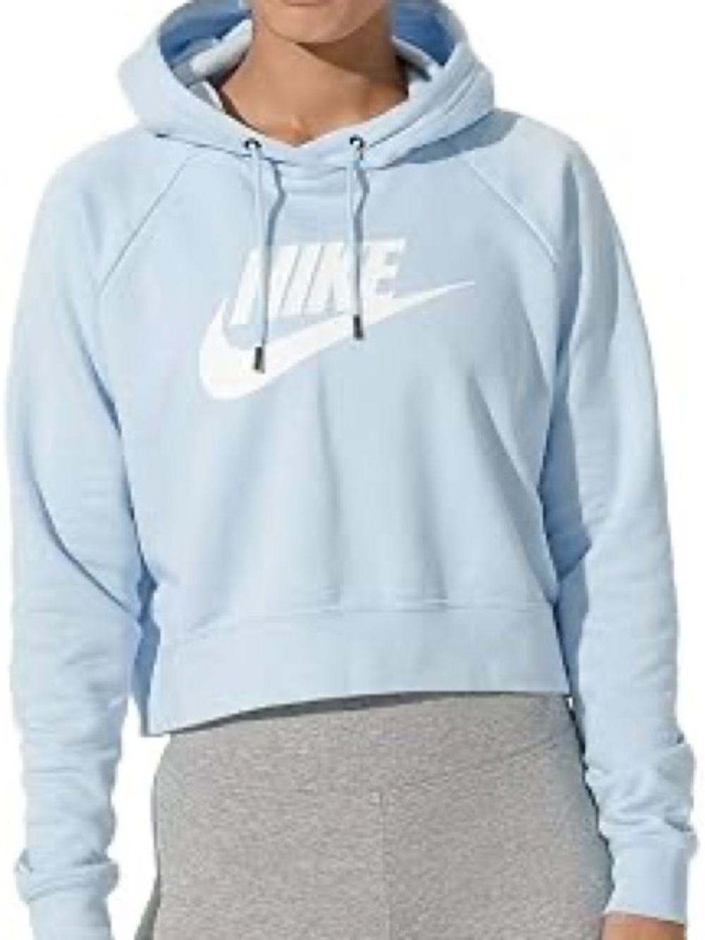 Nike Women's Light Blue Cropped Hoodie